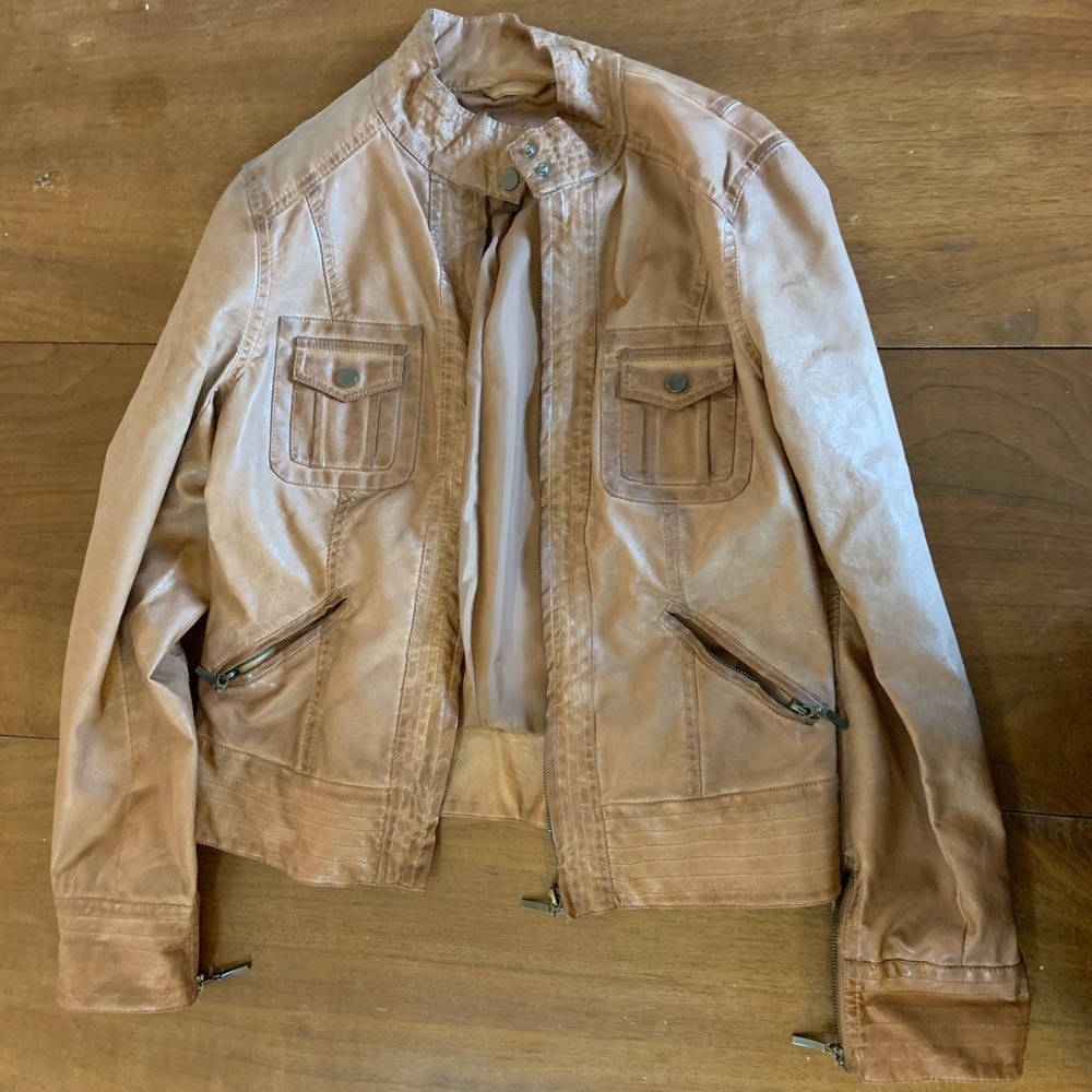 Faux brown leather jacket